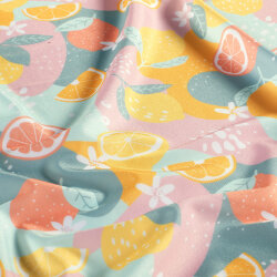 Funktions und Badeanzugstoff Recycled LSF50 Zitrusfrüchte - orange
