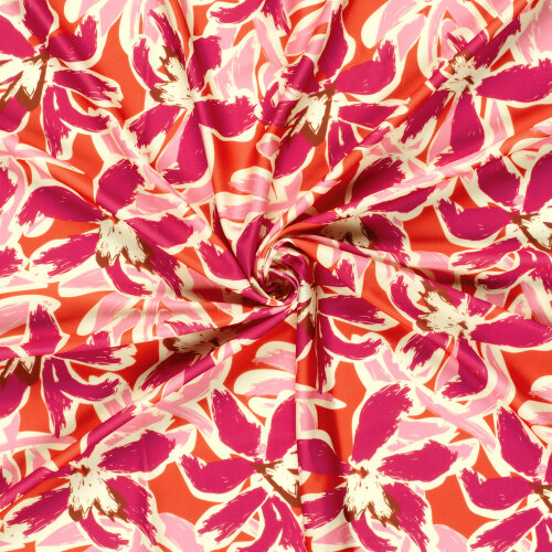 Funktions und Badeanzugstoff Recycled LSF50 Blumentraum - pink