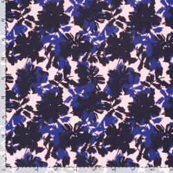 Funktions und Badeanzugstoff Recycled LSF50 Blumenschatten - dunkelblau
