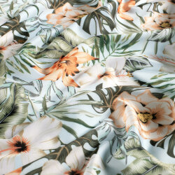 Funktions und Badeanzugstoff Recycled LSF50 Blumen - hellblau