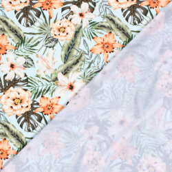 Funktions und Badeanzugstoff Recycled LSF50 Blumen - hellblau