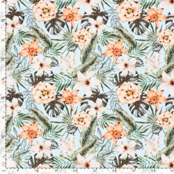 Funktions und Badeanzugstoff Recycled LSF50 Blumen - hellblau