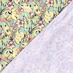 Funktions und Badeanzugstoff Recycled LSF50 tropische Blumen - gelb
