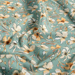 Funktions und Badeanzugstoff Recycled LSF50 schöne Blumen - hellpetrol