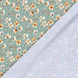 Funktions und Badeanzugstoff Recycled LSF50 schöne Blumen - hellpetrol