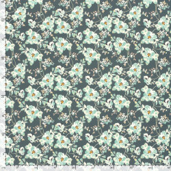 Funktions und Badeanzugstoff Recycled LSF50 Blüten - stahlblau