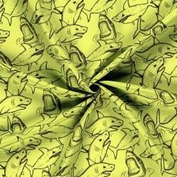 Badeanzugstoff Wasserabweisend wilde Haie - limette