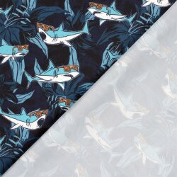 Badeshorts Wasserabweisend Haie mit Sonnenbrille - dunkelblau