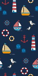 Strandtuchstoff Digital süße Maritimwelt -...