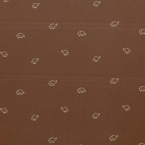 Baumwolljersey Elefantenzeichnung - braun