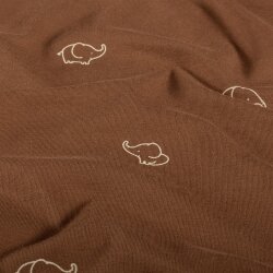 Baumwolljersey Elefantenzeichnung - braun