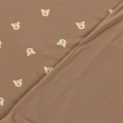 Baumwolljersey Leopardenköpfe - nougat
