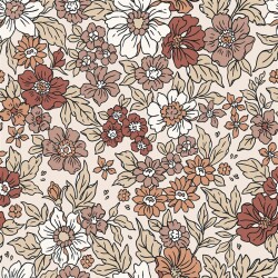 Baumwolljersey Herbstblumen - cremebeige