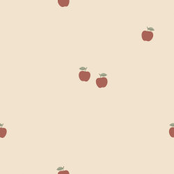 Baumwolljersey rote Äpfelchen - cremebeige