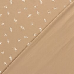 Baumwolljersey Blätterzeichnungen - hellnougat