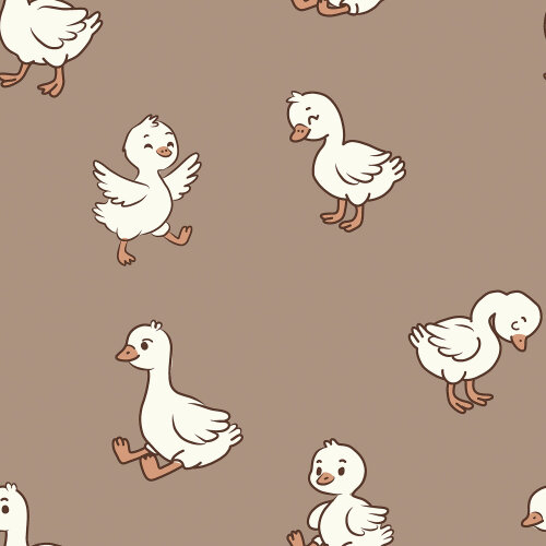French Terry lustige Enten - taupe