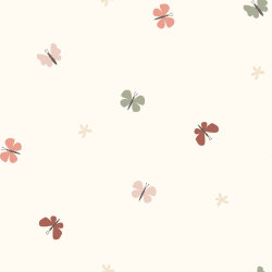 Baumwolljersey kleine bunte Schmetterlinge - creme