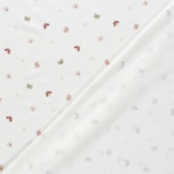 Baumwolljersey kleine bunte Schmetterlinge - creme