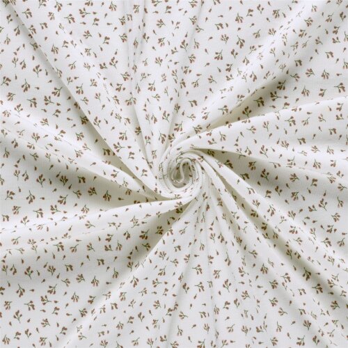 Rippenjersey Mini Blumenzweige - creme