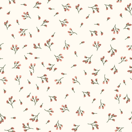 Rippenjersey Mini Blumenzweige - creme