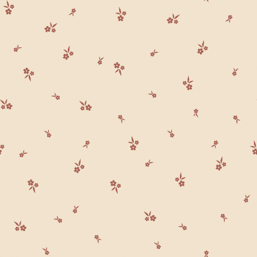 Rippenjersey kleine rote Blümchen - cremebeige