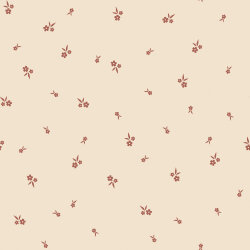 Rippenjersey kleine rote Blümchen - cremebeige