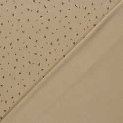 Rippenjersey kleine rote Blümchen - cremebeige