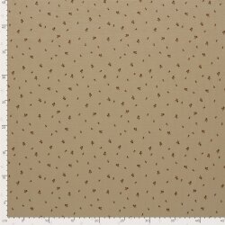 Rippenjersey kleine rote Blümchen - cremebeige