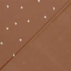 Rippenjersey  kleine Herzen - altziegelrot