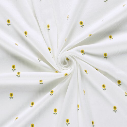 Rippenjersey kleine Sonnenblumen - creme