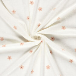 Stretch Frottee rosa Blümchen - creme