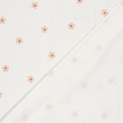 Stretch Frottee rosa Blümchen - creme