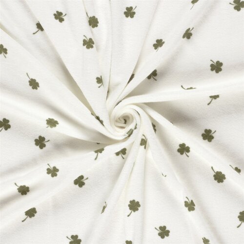 Stretch Frottee Kleeblätter - creme