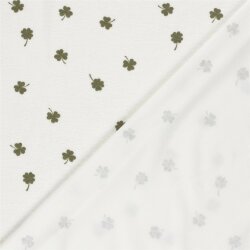 Stretch Frottee Kleeblätter - creme