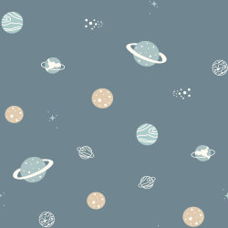 Baumwolljersey Planeten - indigo