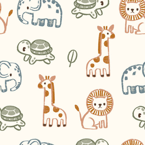 French Terry süße Zootiere - creme