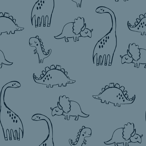 French Terry Dinoskizzen - indigo