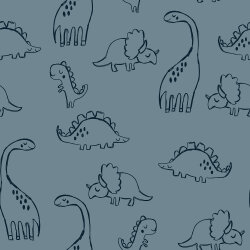 French Terry Dinoskizzen - indigo