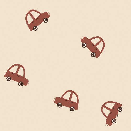 French Terry rote Autos - hellbeige