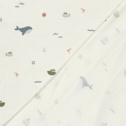 Stretch Frottee Wasserwelt - creme