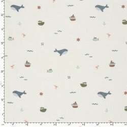 Stretch Frottee Wasserwelt - creme