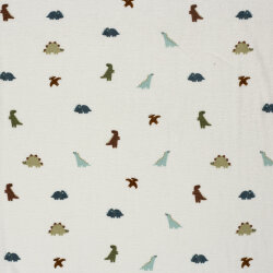 Stretch Frottee bunte Dinos - creme