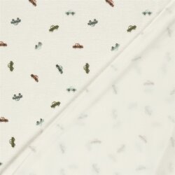 Stretch Frottee bunte Autos - creme