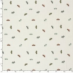 Stretch Frottee bunte Autos - creme