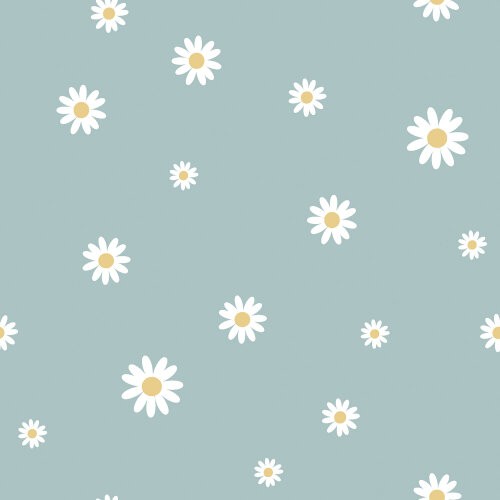 Baumwolljersey Margeritenblüten - althellblau