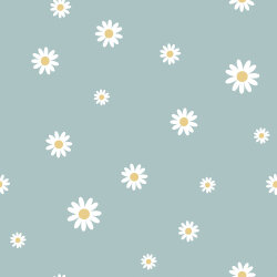 Baumwolljersey Margeritenblüten - althellblau