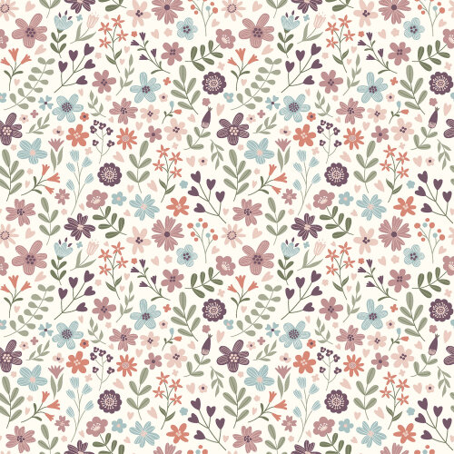Baumwolljersey bunte Sommerwiese - creme