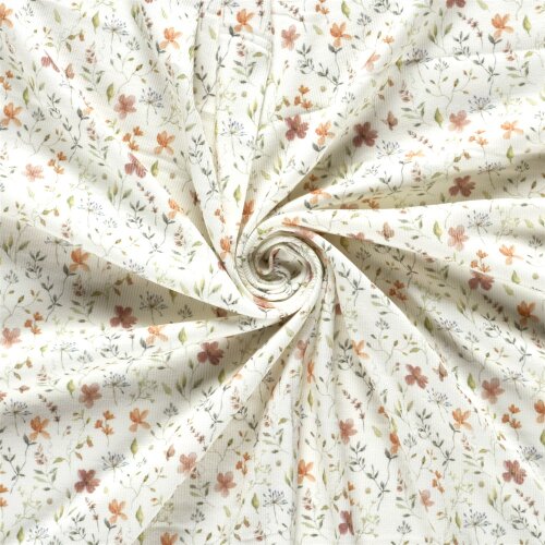 Rippenjersey schöne Herbstblumen - creme