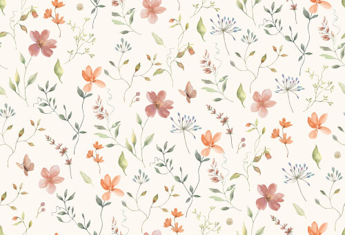 Rippenjersey schöne Herbstblumen - creme