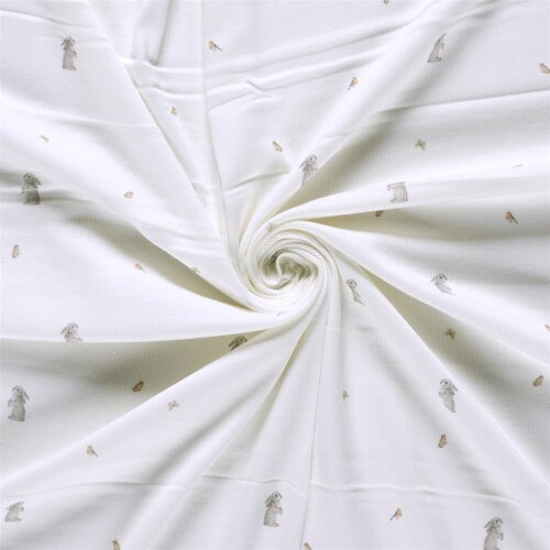 Rippenjersey Häschen und Freunde - creme